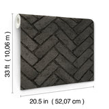 4134-72533 Canelle Black Brick Herringbone Wallpaper