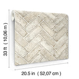 4134-72534 Canelle Taupe Brick Herringbone Wallpaper
