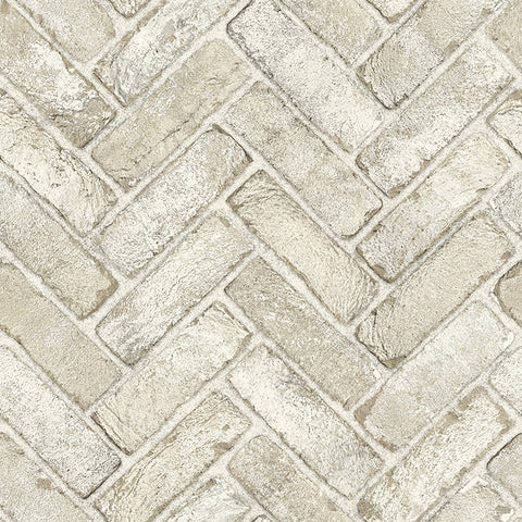 4134-72534 Canelle Taupe Brick Herringbone Wallpaper