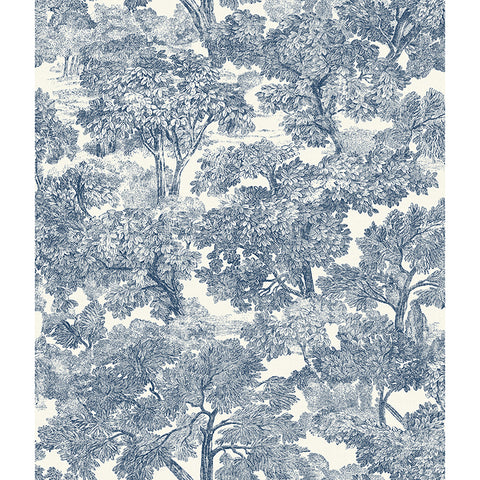 4134-72559 Spinney Blue Toile Wallpaper