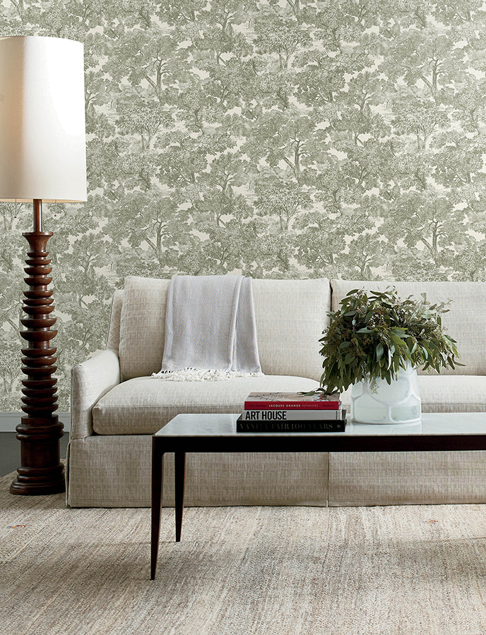 4134-72561 Spinney Green Toile Wallpaper – wallcoveringsmart
