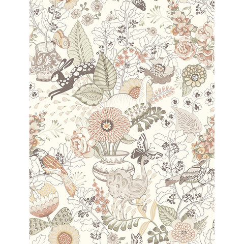 4135-12807 Whimsy Coral Fauna Wallpaper