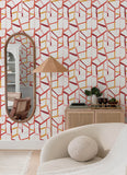 4135-25846 Tate Pink Geometric Linen Wallpaper