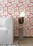 4135-25846 Tate Pink Geometric Linen Wallpaper