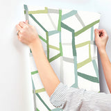 4135-25847 Tate Green Geometric Linen Wallpaper