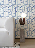 4135-25849 Tate Blue Geometric Linen Wallpaper