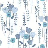 4135-27274 Mabel Blue Floral Field Wallpaper