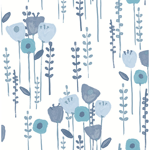 4135-27274 Mabel Blue Floral Field Wallpaper