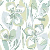 4135-27282 Nathalie Light Green Abstract Blooms Wallpaper