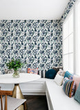 4135-27283 Nathalie Navy Abstract Blooms Wallpaper