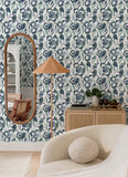 4135-27283 Nathalie Navy Abstract Blooms Wallpaper