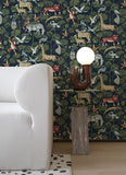 4135-27285 Rigby Navy Jungle Animals Wallpaper