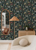 4135-27285 Rigby Navy Jungle Animals Wallpaper