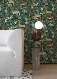 4135-27286 Rigby Green Jungle Animals Wallpaper