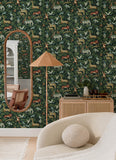 4135-27286 Rigby Green Jungle Animals Wallpaper