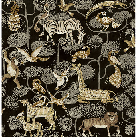 4135-27287 Rigby Black Jungle Animals Wallpaper