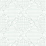 4135-27288 Ernest Turquoise Quilted Quatrefoil Wallpaper