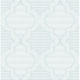 4135-27289 Ernest Blue Quilted Quatrefoil Wallpaper