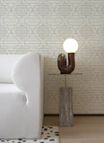 4135-27290 Ernest Charcoal Quilted Quatrefoil Wallpaper