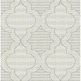 4135-27290 Ernest Charcoal Quilted Quatrefoil Wallpaper