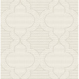 4135-27291 Ernest Taupe Quilted Quatrefoil Wallpaper