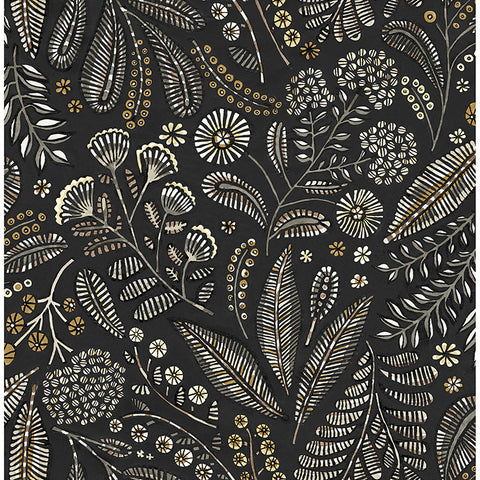 4135-27296 Briar Black Floral Wallpaper