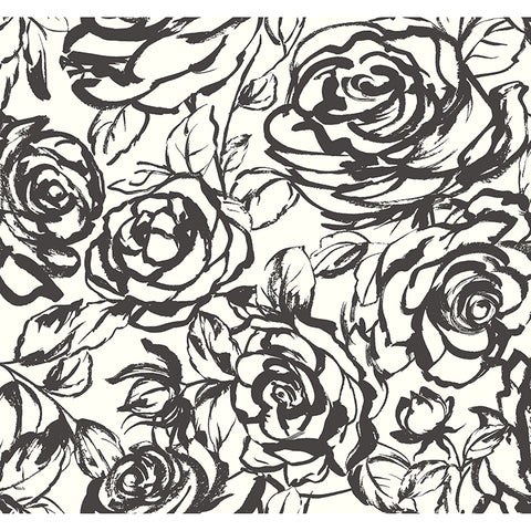 4135-72707 Nelda Black Rose Wallpaper