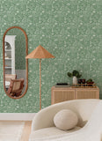 4135-72714 Idalia Green Floral Flamingo Wallpaper