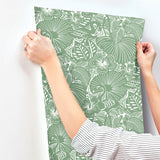 4135-72714 Idalia Green Floral Flamingo Wallpaper