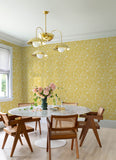 4135-72715 Idalia Yellow Floral Flamingo Wallpaper