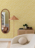 4135-72715 Idalia Yellow Floral Flamingo Wallpaper