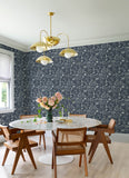 4135-72716 Idalia Navy Floral Flamingo Wallpaper