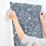 4135-72716 Idalia Navy Floral Flamingo Wallpaper