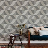 4141-27107 Winslow Stone Geometric Faux Grasscloth Wallpaper