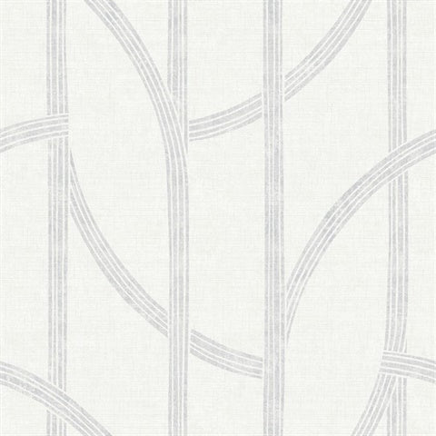 4141-27138 Harlow Silver Curved Contours Wallpaper
