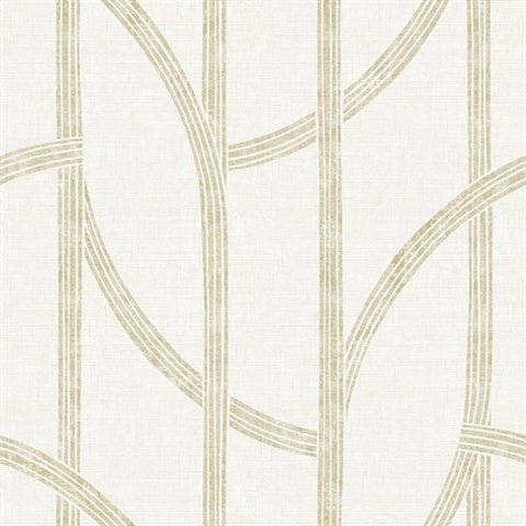 4141-27139 Harlow Gold Curved Contours Wallpaper