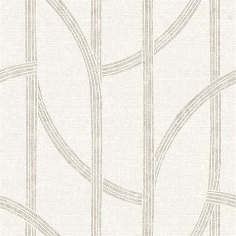 4141-27140 Harlow Champagne Curved Contours Wallpaper