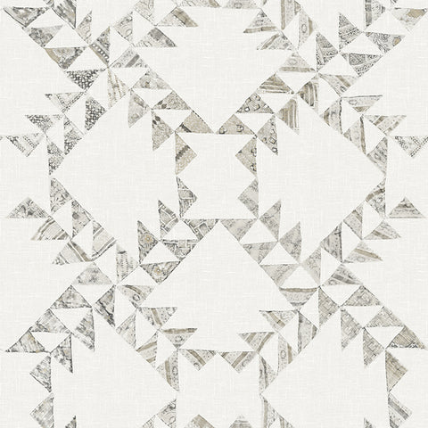  4142-72630 Scrap Quilt Grey Wallpaper