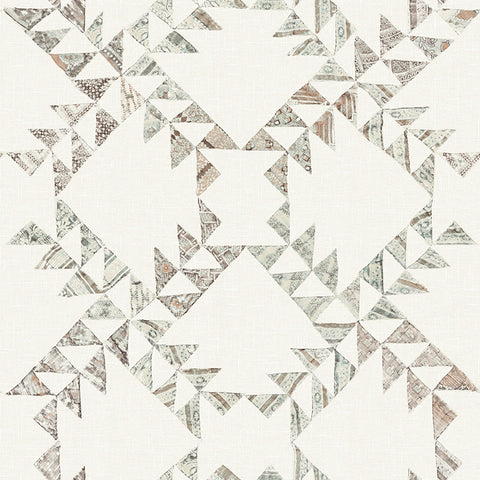  4142-72631 Scrap Quilt Light Brown Wallpaper