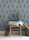 4142-72637 Stockman Silhouette Blue Wallpaper