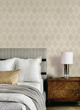  4142-72662 Stitched Heirloom Khaki Wallpaper