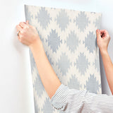 4142-72663 Stitched Heirloom Indigo Wallpaper