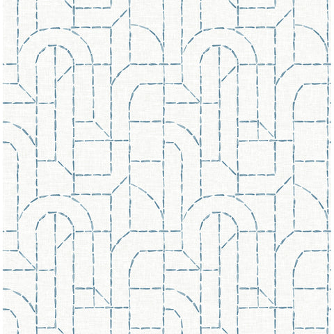 4146-27222 Integrity Blue Arched Outlines Wallpaper