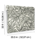 4146-27229 Rhythmic Charcoal Leaf Wallpaper