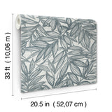 4146-27230 Rhythmic Denim Leaf Wallpaper