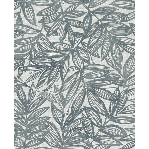 4146-27230 Rhythmic Denim Leaf Wallpaper