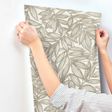 4146-27233 Rhythmic Taupe Leaf Wallpaper