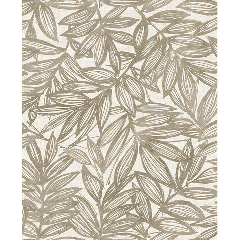 4146-27233 Rhythmic Taupe Leaf Wallpaper