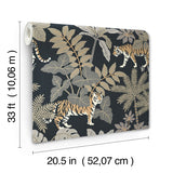 4146-27249 Caspian Charcoal Jungle Prowl Wallpaper