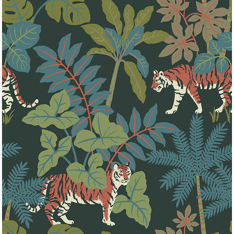 4146-27251 Caspian Evergreen Jungle Prowl Wallpaper